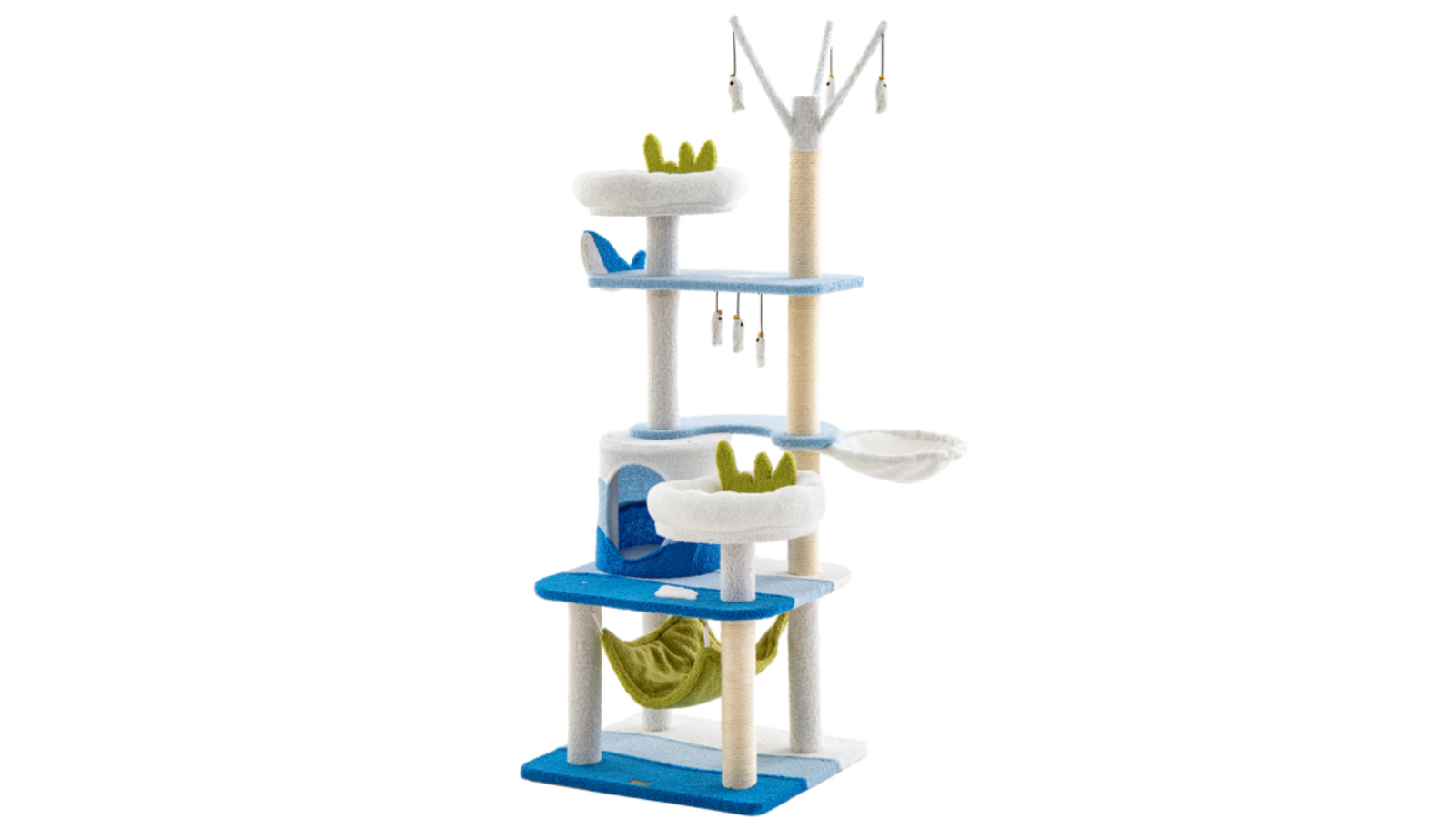 Costway 165cm Cat Tree Scratching Post Tower with Sisal Cover - Blue