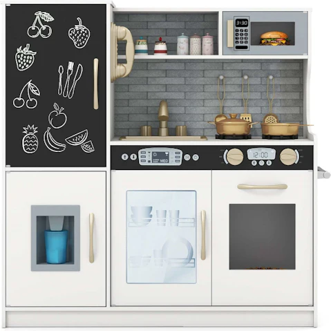 Costway Pretend Cooking Toy Kitchen Playset with Cookware - Multi-coloured