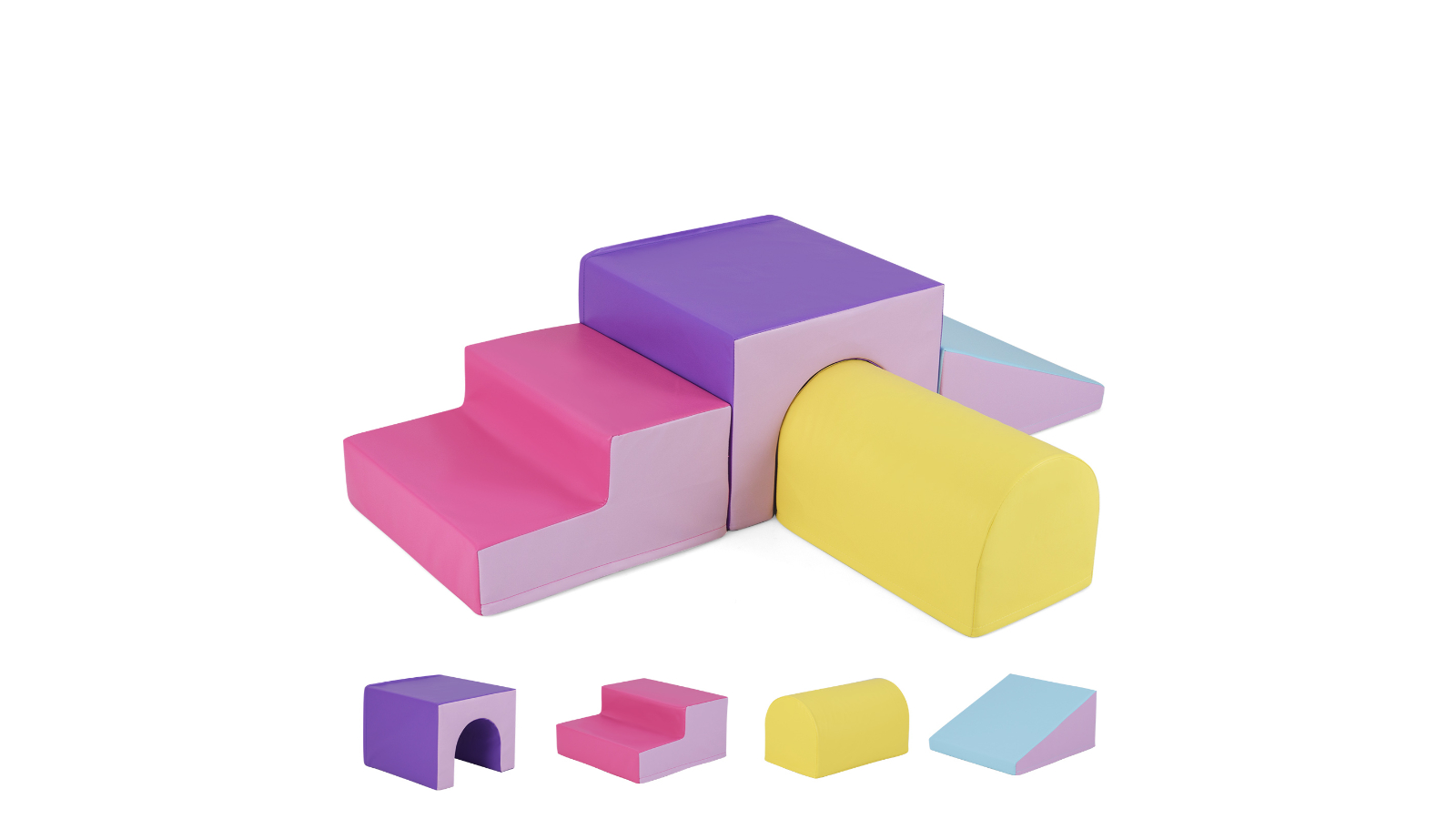 Costway 4 Piece Soft Corner Block Foam Playset - Multi-Coloured