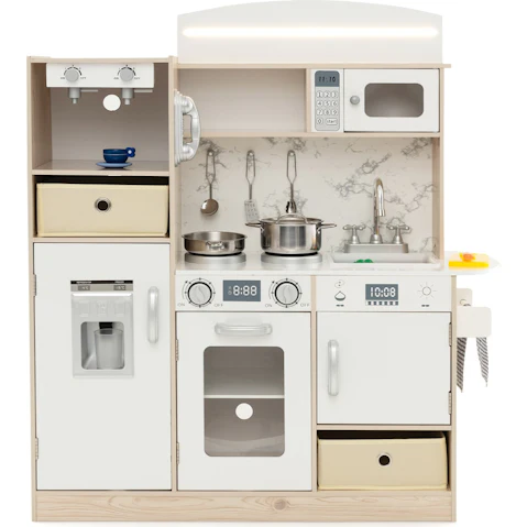 Costway Wood Pretend Cooking Kitchen Playset - White