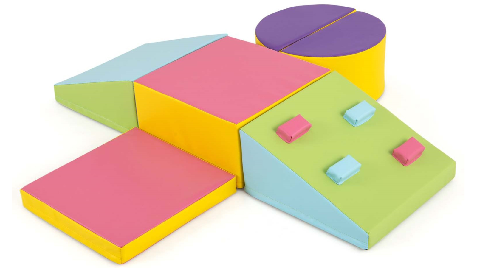 Costway 6 Piece Soft Foam Climbing Blocks Playset with Hook and Loop