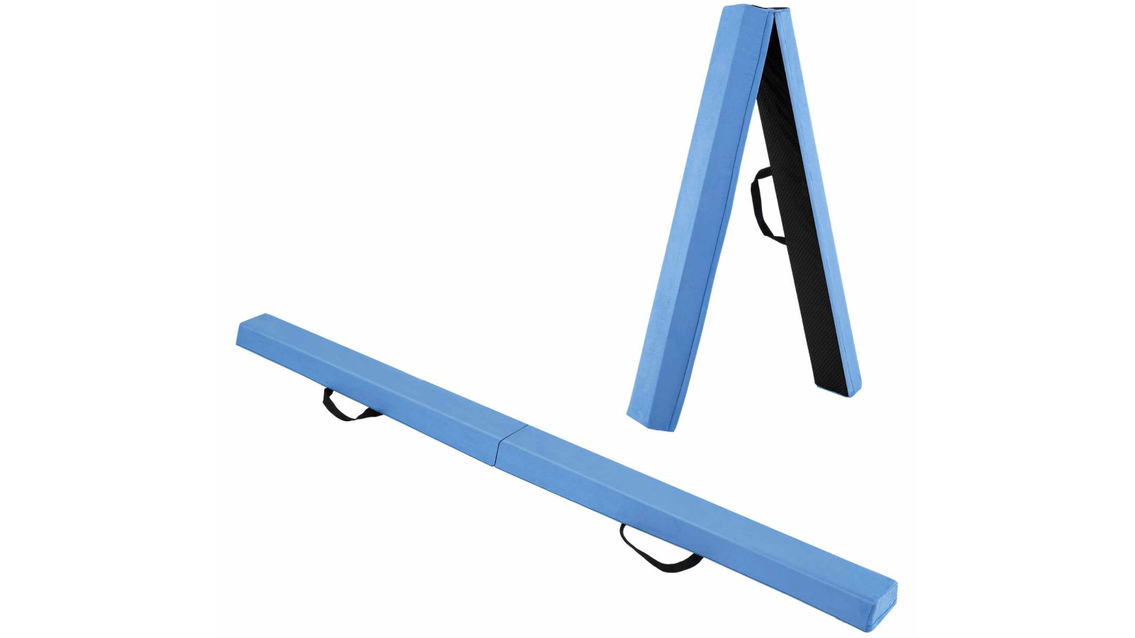 Costway 2.1m Non-Slip Folding Foam Balance Beam with Suede Cover and Handle - Blue