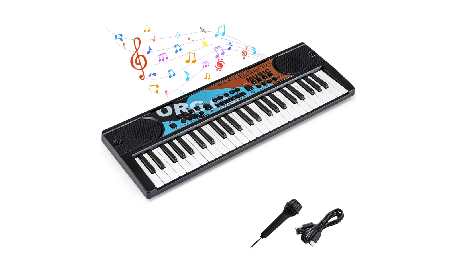 Costway 49-Key 10 Demo Portable Electric Keyboard with Microphone - Black