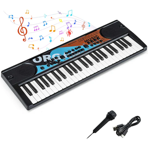 Costway 49-Key 10 Demo Portable Electric Keyboard with Microphone - Black