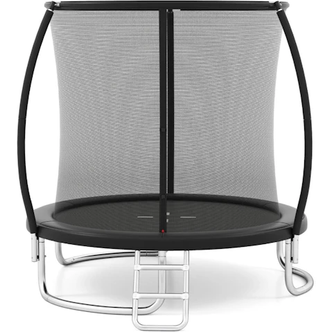 Costway 8ft Outdoor Trampoline with Enclosure Net Ladder - Black