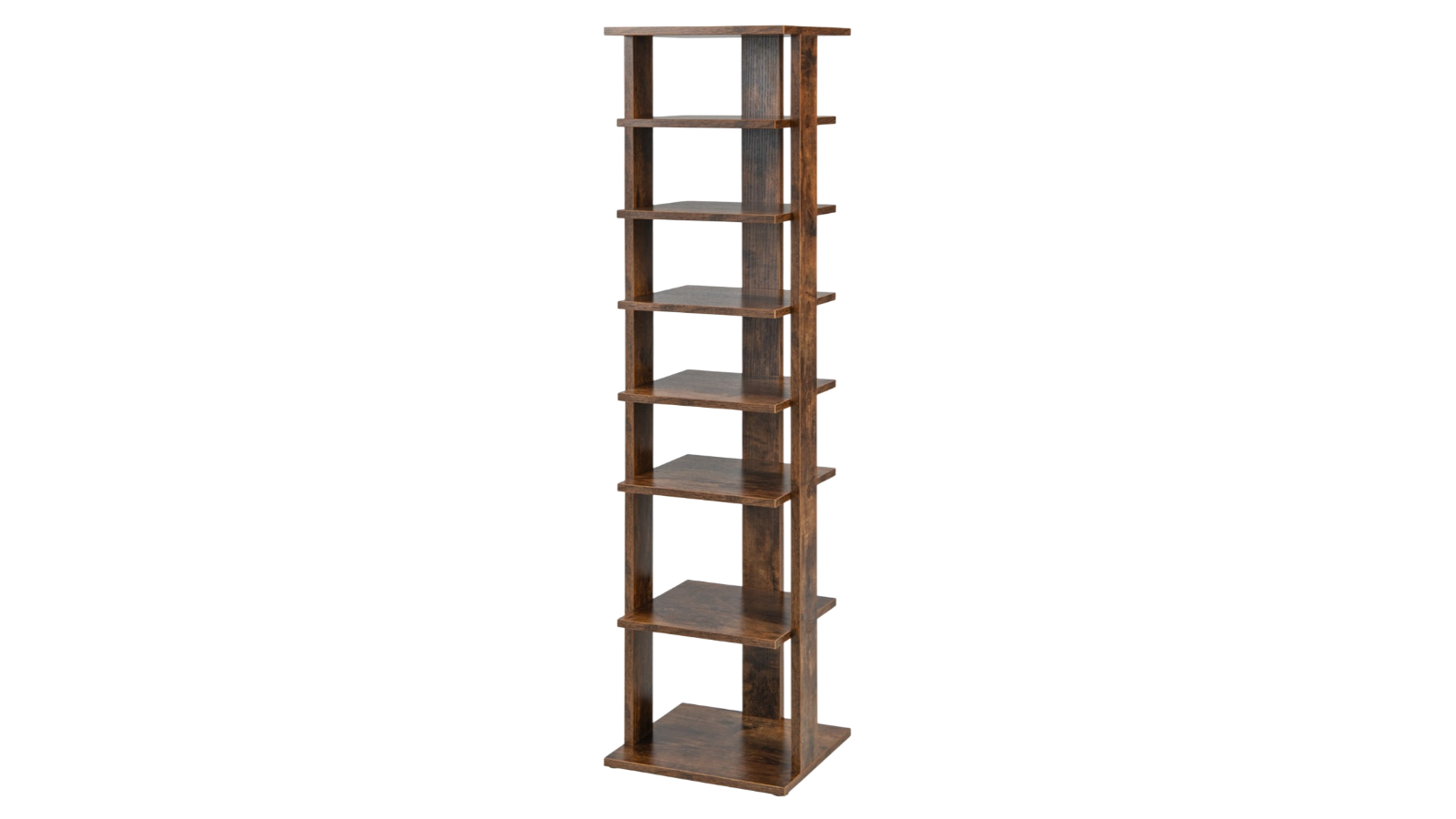 Costway 7-Tier Rustic Brown Industrial Wooden Shoe Rack