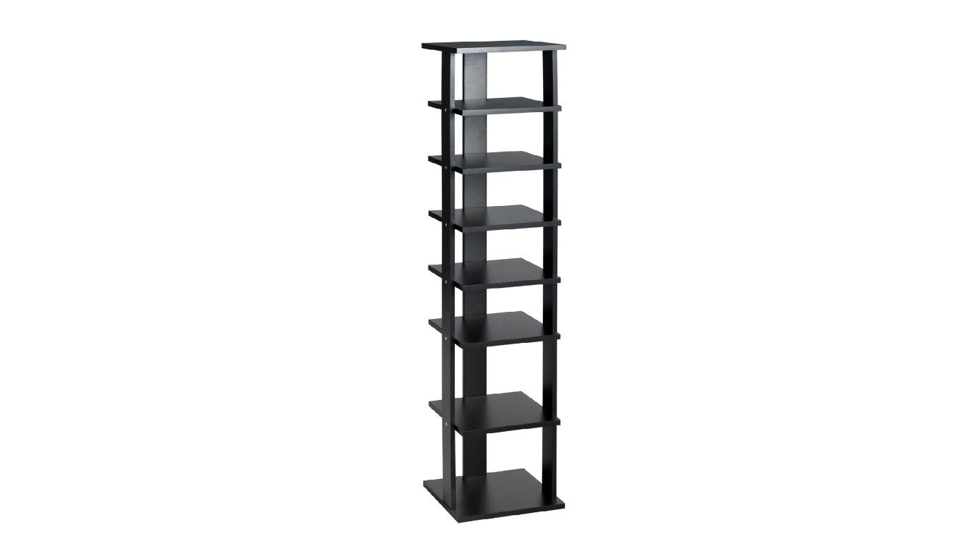 Costway 7-Tier Industrial Shoe Entryway Tower Cabinet with Detachable Board - Black