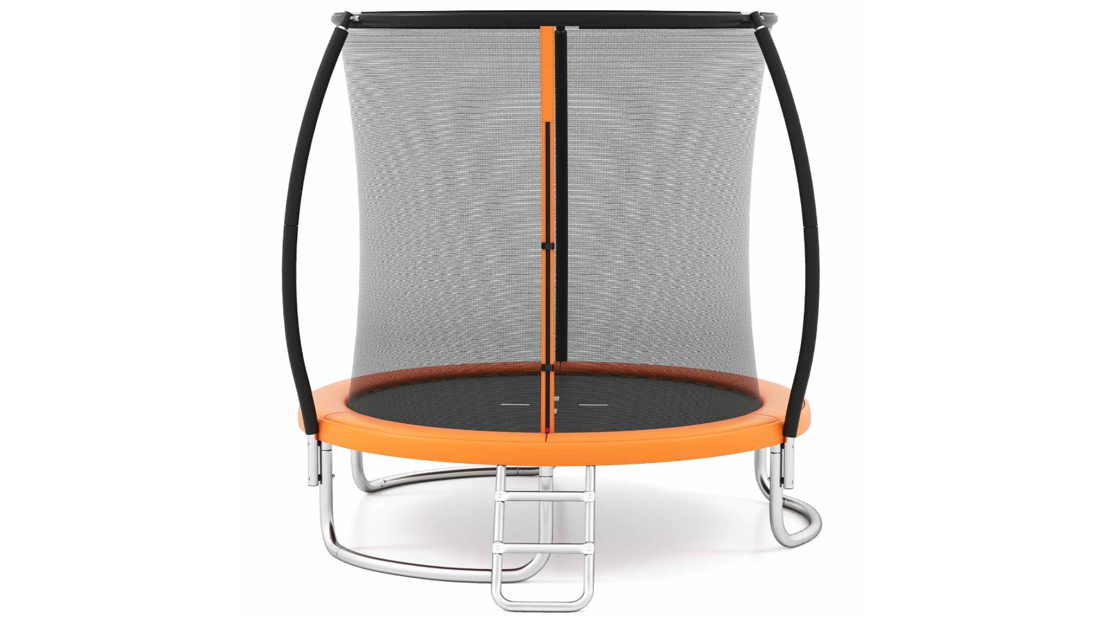Costway 8ft Outdoor Trampoline with Enclosure Net Ladder - Orange