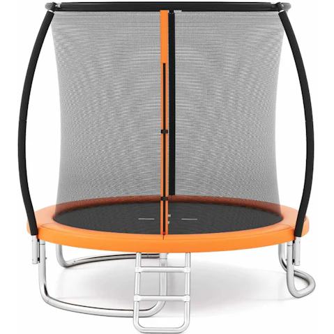 Costway 8ft Outdoor Trampoline with Enclosure Net Ladder - Orange
