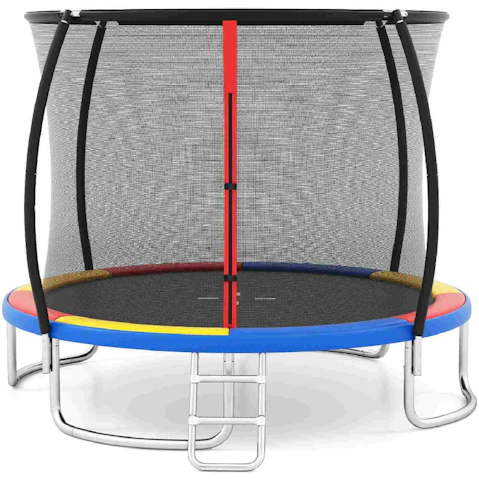 Costway 10ft Outdoor Trampoline with Enclosure Net Ladder - Multi-Colour