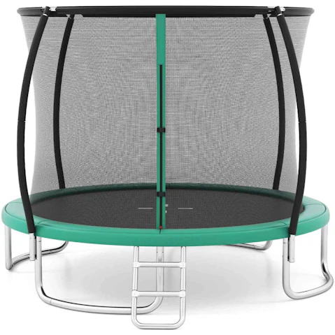 Costway 10ft Outdoor Trampoline with Enclosure Net Ladder - Green