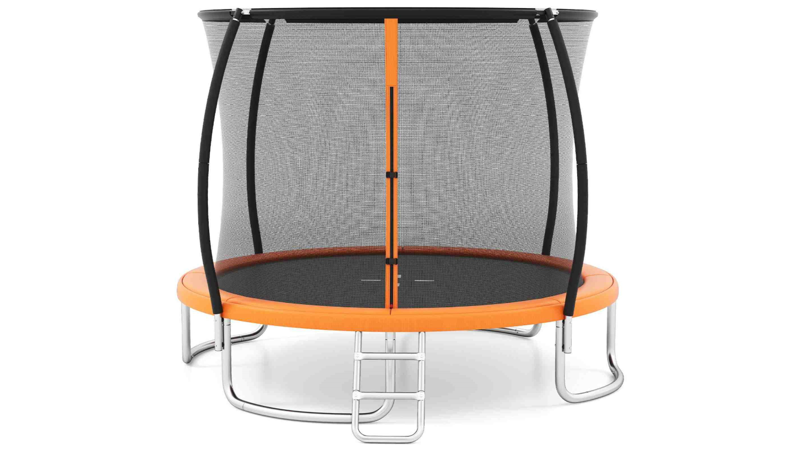 Costway 10ft Outdoor Trampoline with Enclosure Net Ladder - Orange