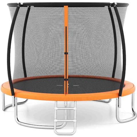 Costway 10ft Outdoor Trampoline with Enclosure Net Ladder - Orange