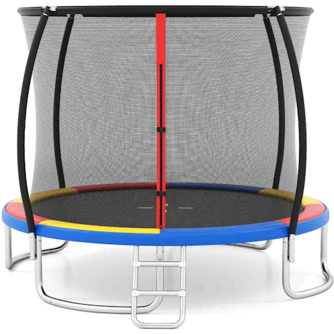 Costway 12ft Outdoor Trampoline with Enclosure Net Ladder - Multi-Colour