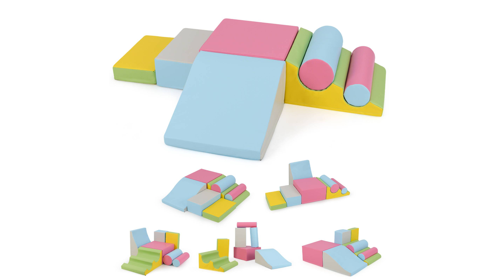Costway 7 Piece Foam Building Blocks Playset - Pink