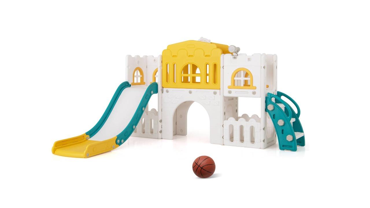 Costway Slide Playset with Basketball Hoop, Climber