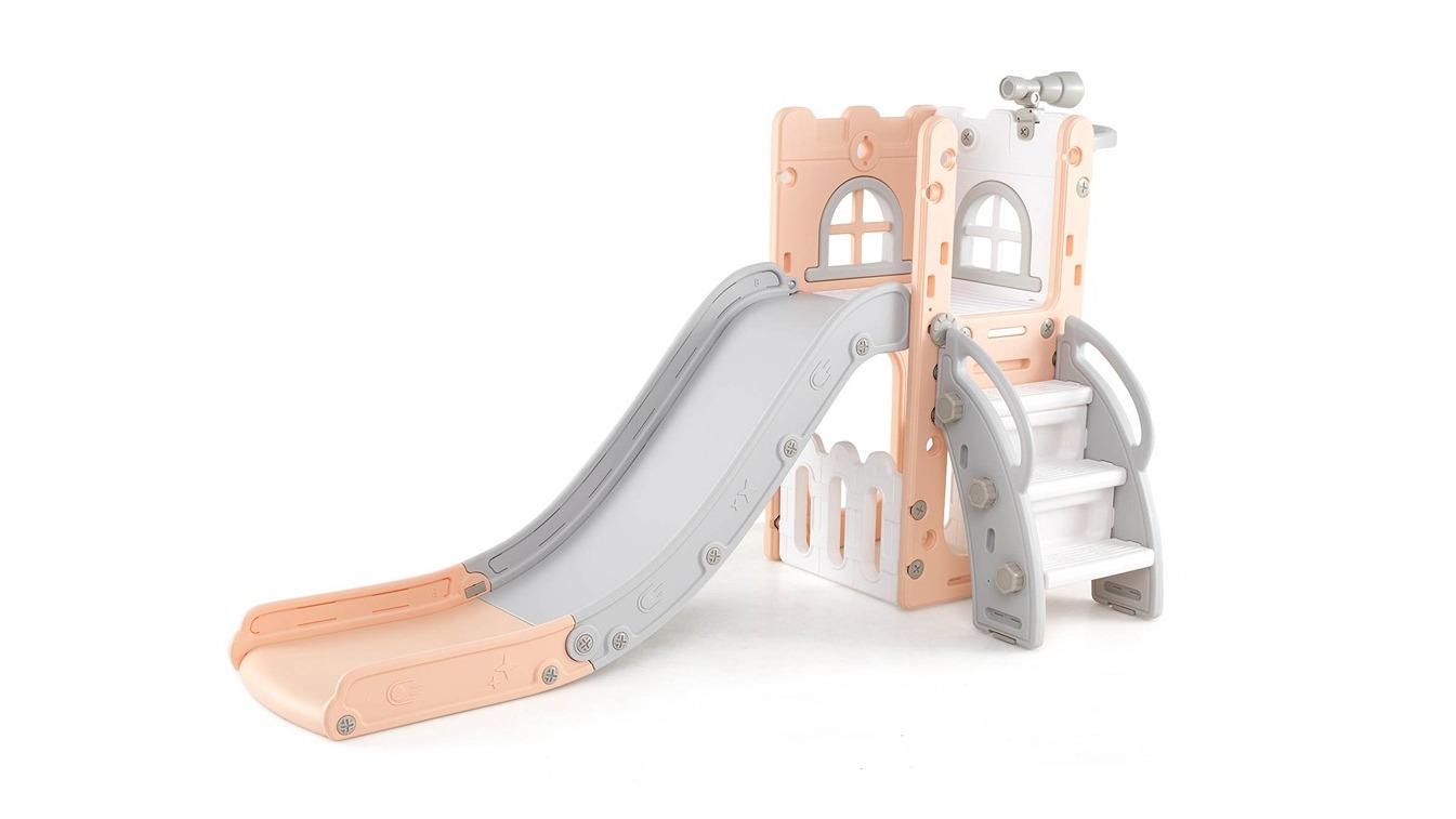 Costway 6-in-1 Slide Playground Set with Basketball Hoop