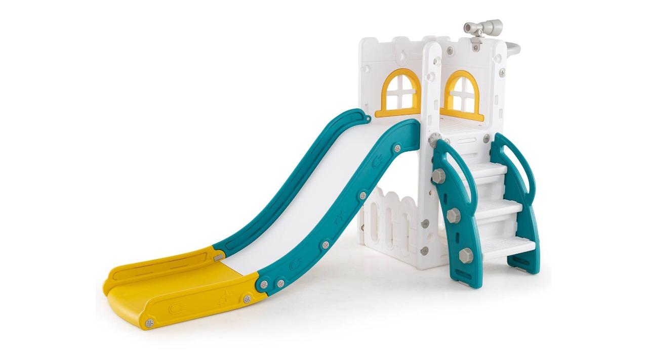 Costway 6-in-1 Slide Playset with Basketball Hoop