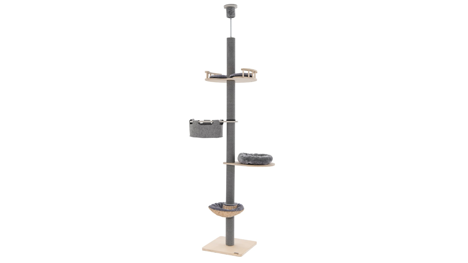 Costway 230-270cm Height Adjustable Ceiling to Floor Cat Scratching Post - Grey 