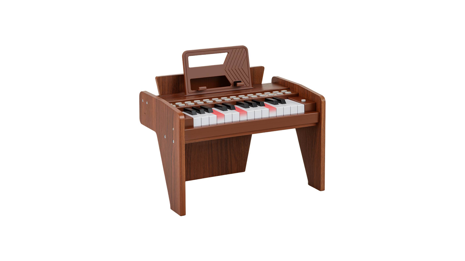 Costway 25 Key Mini Electronic Piano Keyboard with Music Stand and Teaching Mode - Brown