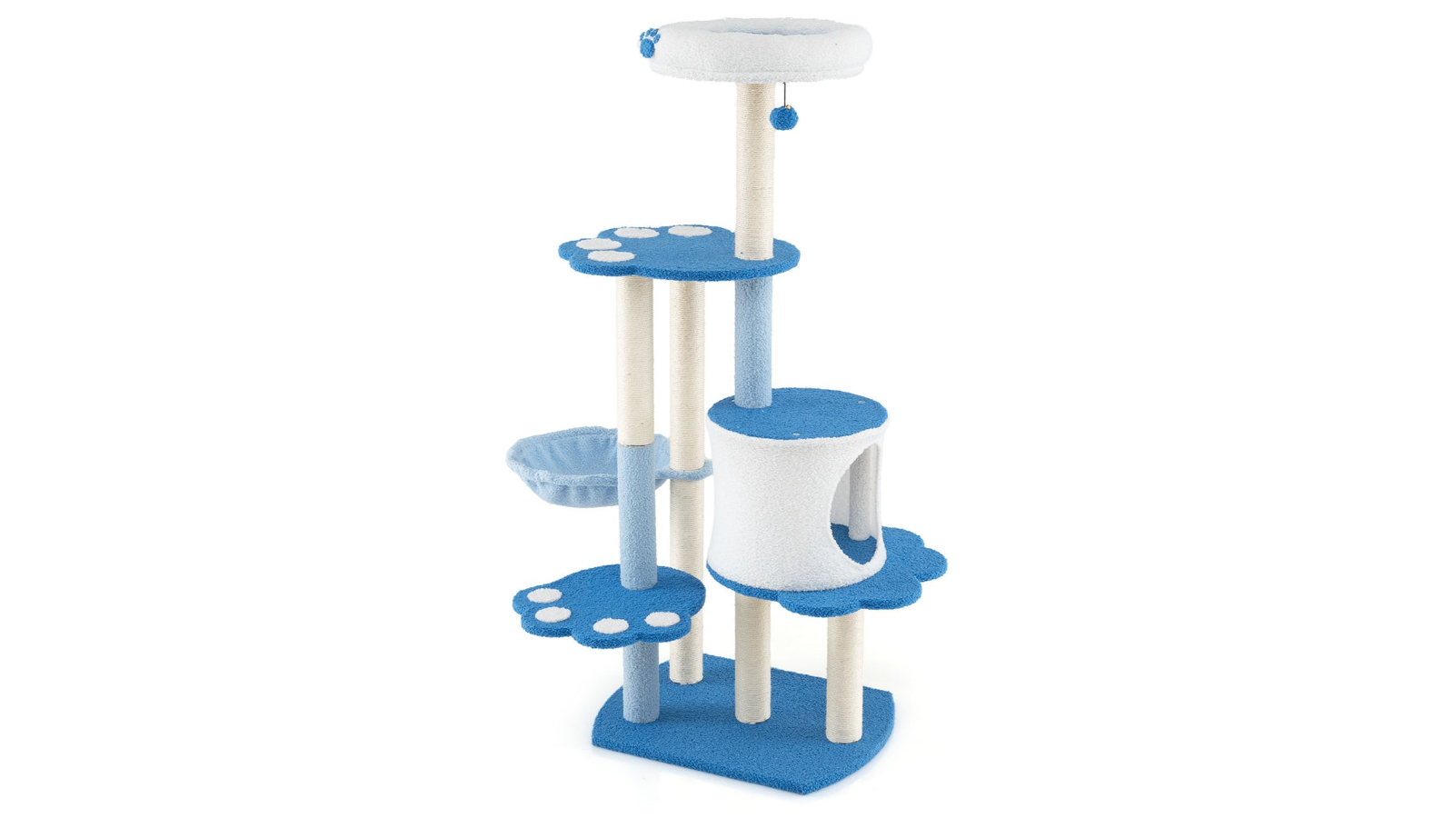 Costway 137cm 6-Tier Modern Cat Tree Tower - Blue