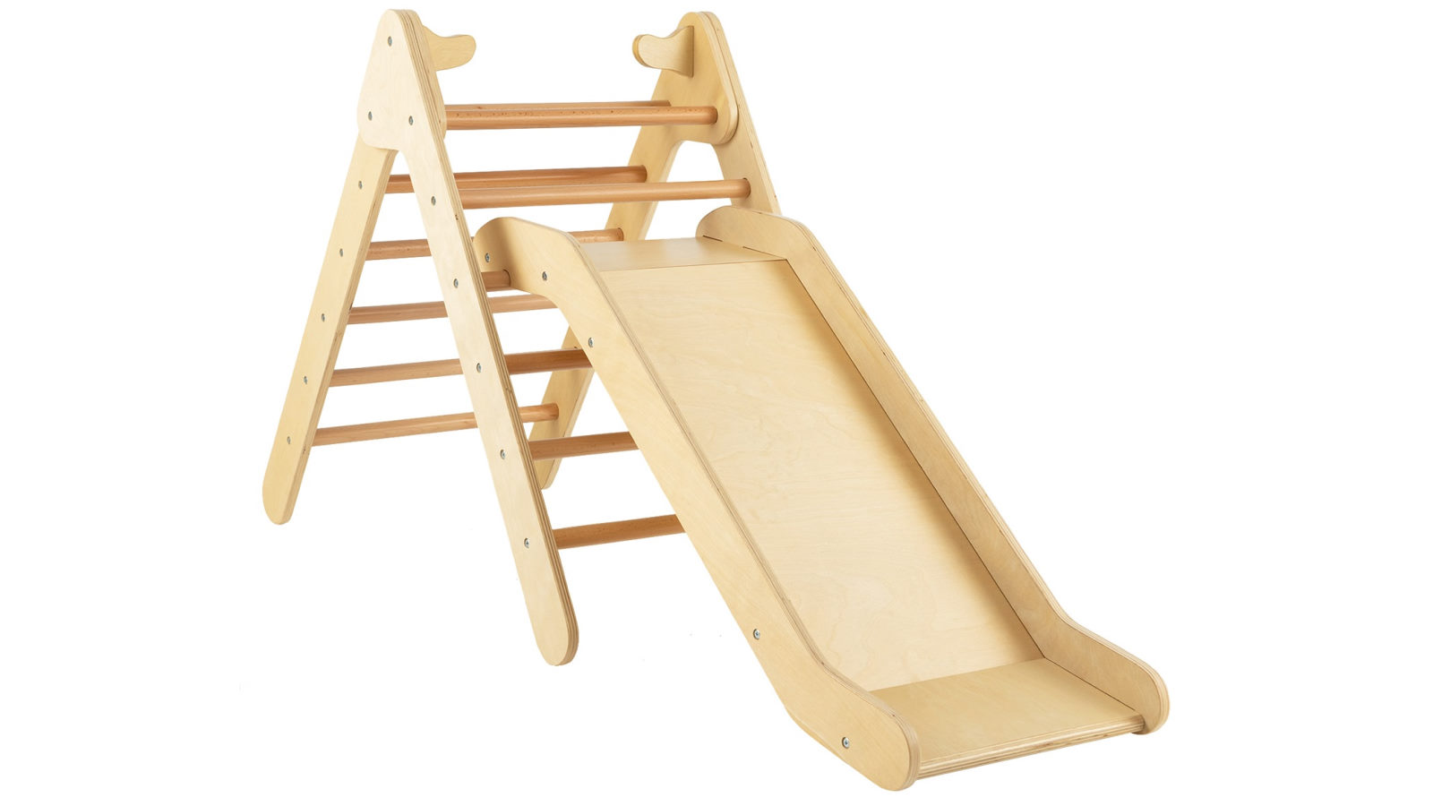 Costway Climb Playset 2in1 Wood Climbing Frame Slide Set Triangle Ladder with Ramp Home Daycare Gifts