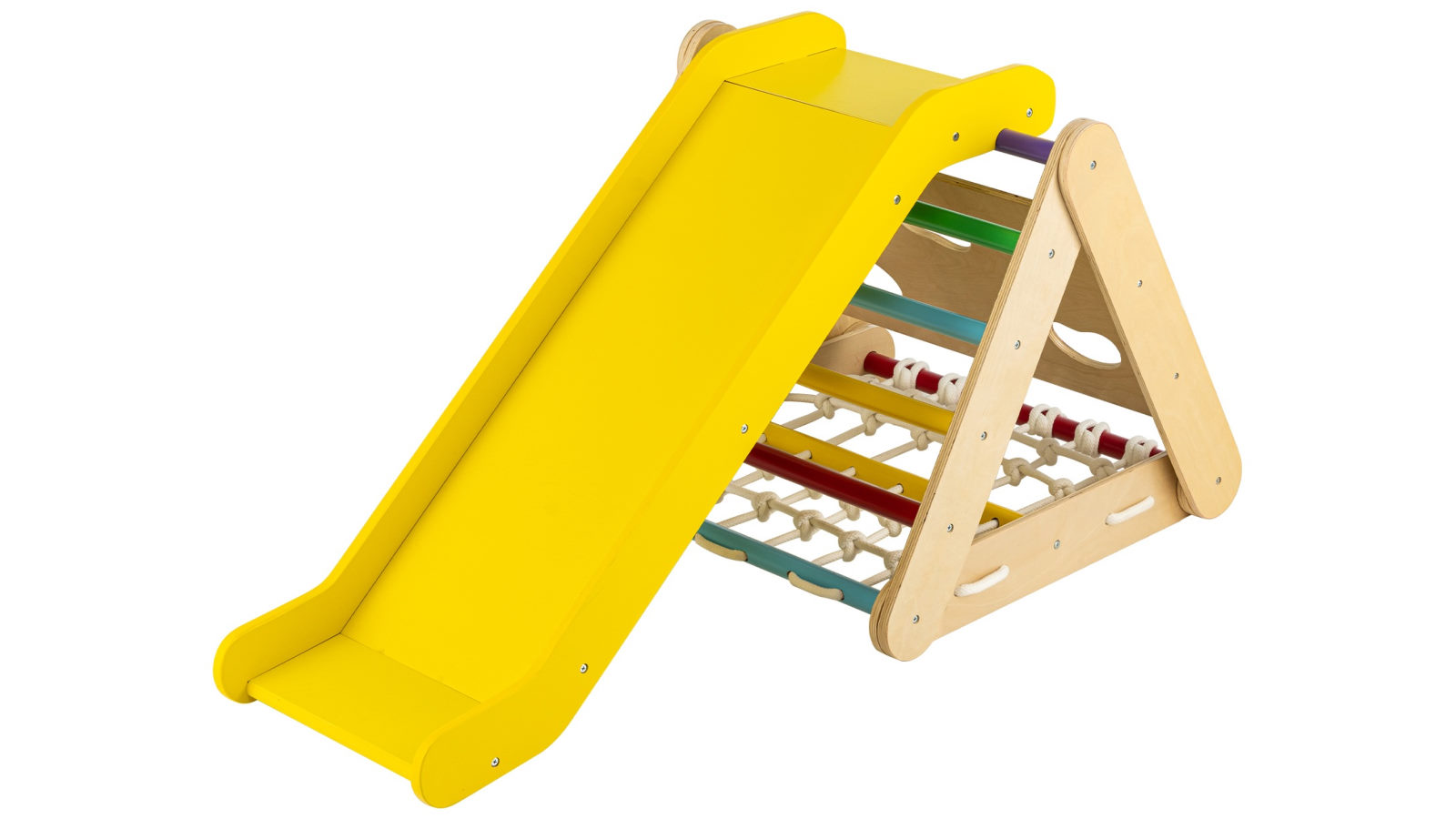Costway Climb Playset 4in1 Climbing Frame Triangle Climber Slide Set with Net