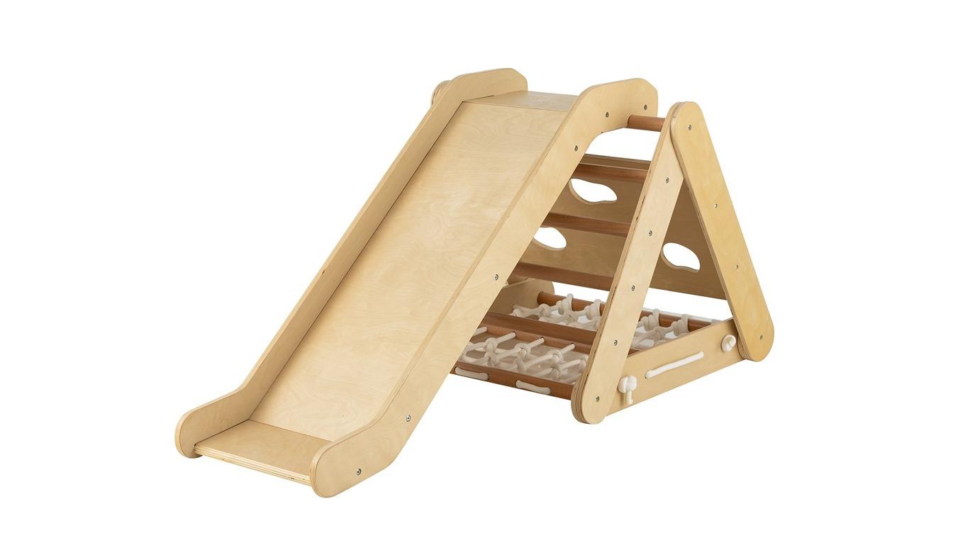 Costway 4-in-1 Triangle Climbing Frame Slide Playset with Net