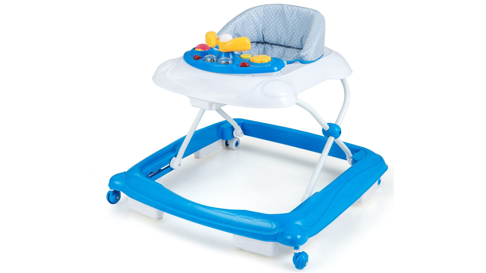 Costway 4 in 1 Foldable Walker Adjustable Ride on Car Push Walker - Blue