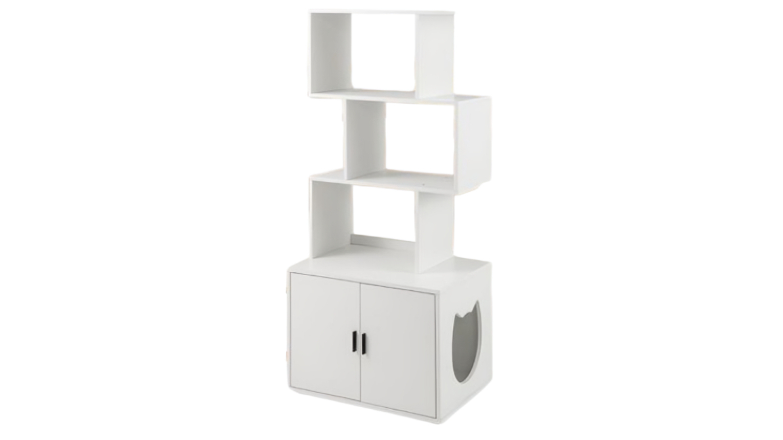 Costway 2-in-1 Enclosure Cat Litter Box with 3 Open Storage Shelve
