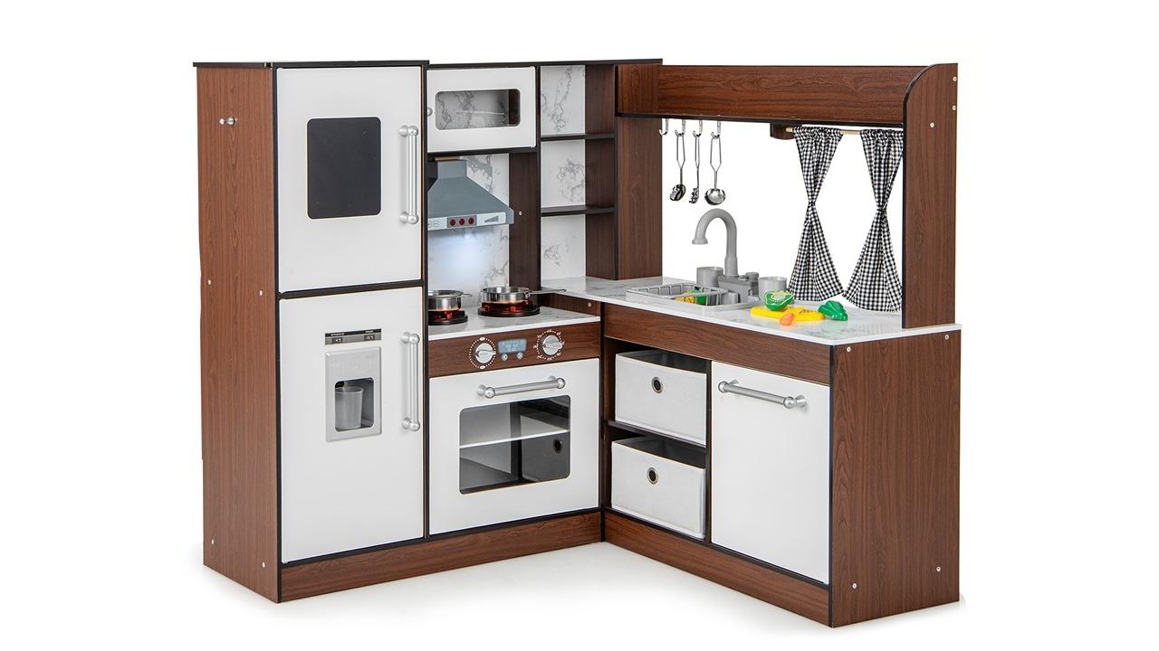 Costway Wooden Kitchen Playset with Storage and Accessories
