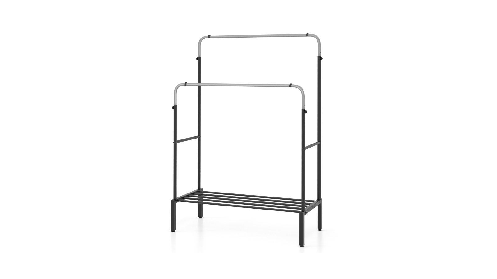 Costway Garment Rack with Double Rail Shoe Storage - Black