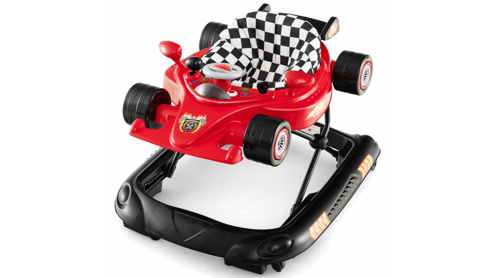 Costway 4 in 1 Walker Stroller Adjustable Push Walker Ride on Car with Detachable Music Tray - Red