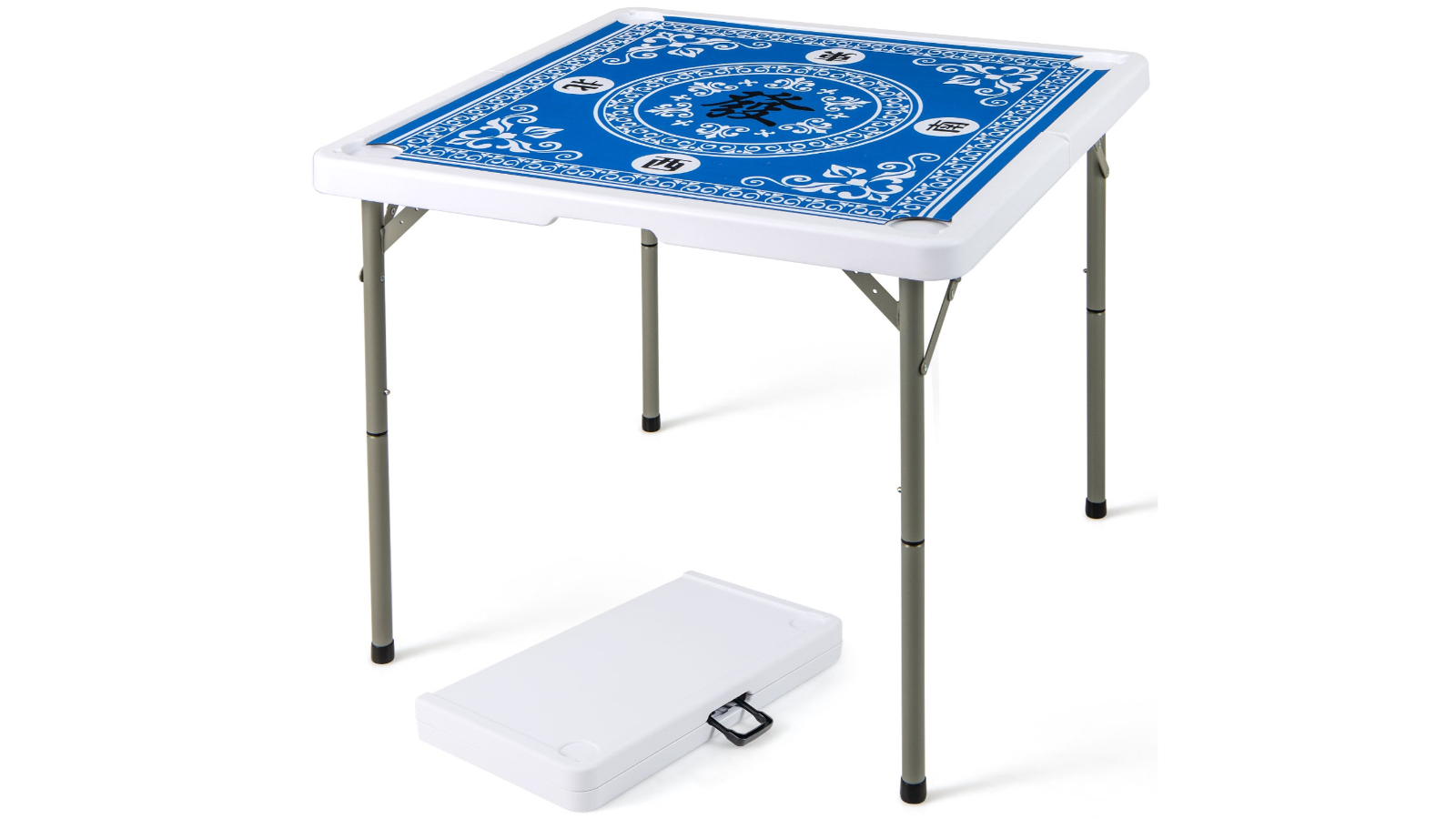 Costway 90cm 4 Player Folding Mahjong Table - Blue