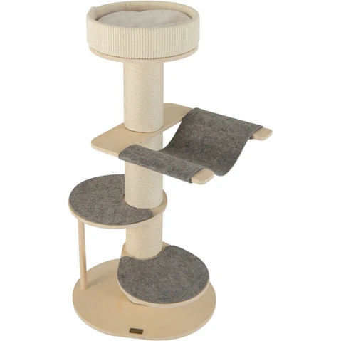 Costway 120cm Round Wooden Cat Tree Tower Multi-level - Grey