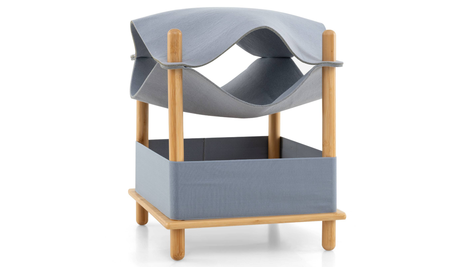 Costway 2-Tier Bamboo House Cat Litter Box with Removable Clothes for Indoor Kitten
