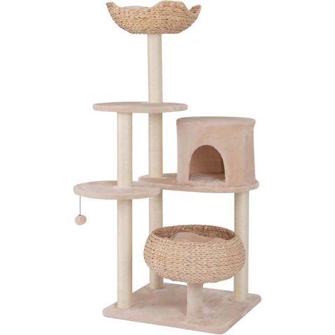 Costway Sisal Cat Tree with Dangling and Soft Cushion - Beige