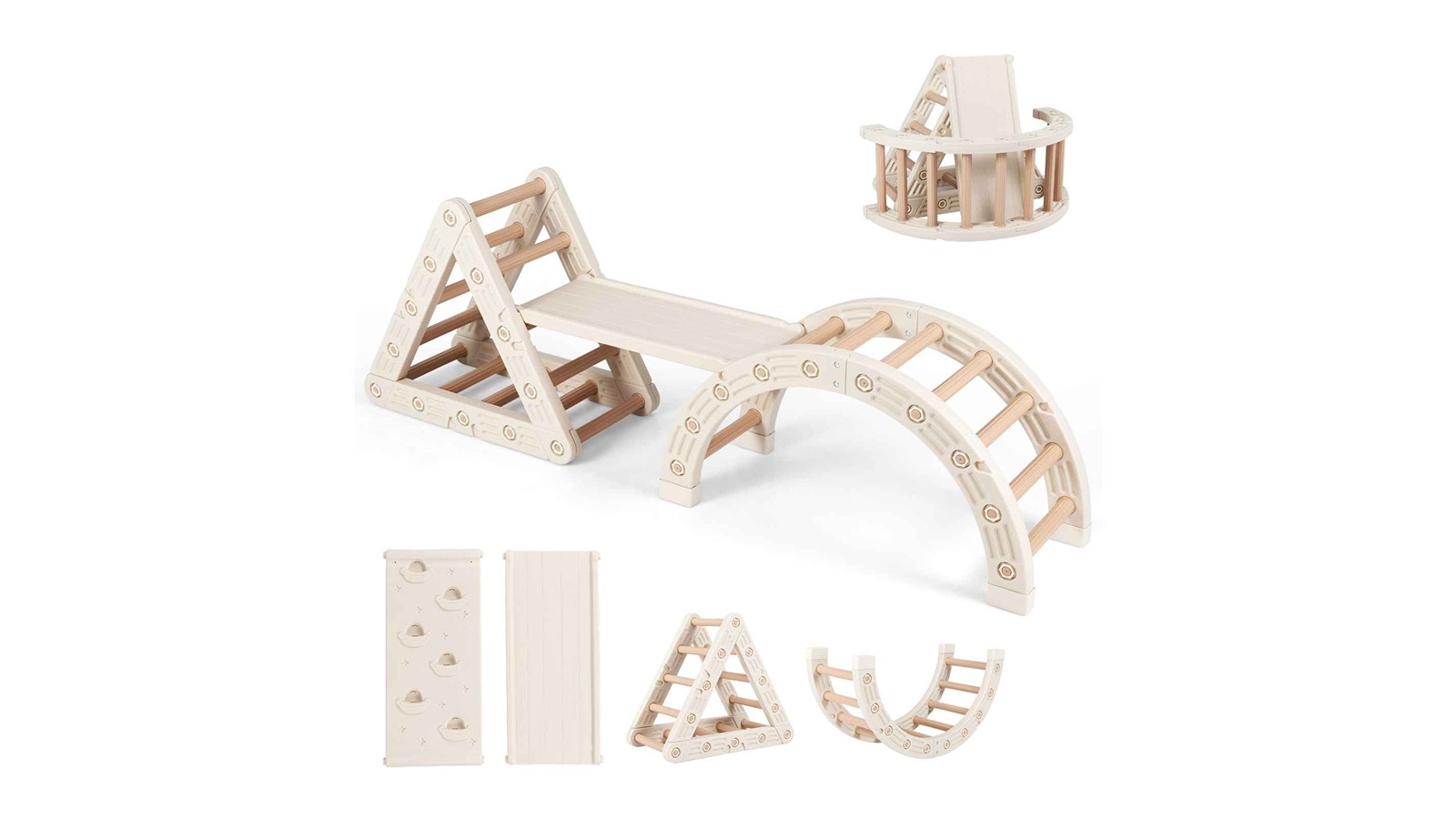 Costway 5-in-1 Climbing Triangle/Arch Frame Ramp Ladder Playset