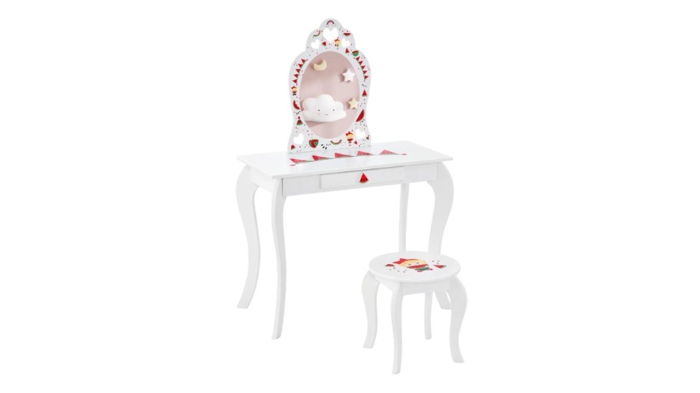 Costway 2-in-1 Watermelon Pattern Dressing Table and Chair