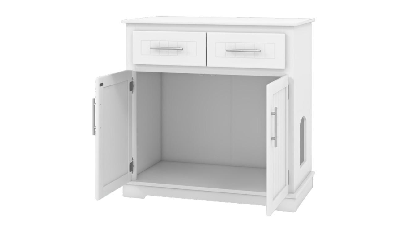 Costway Double Enclosure Door House Cat Litter Box - White