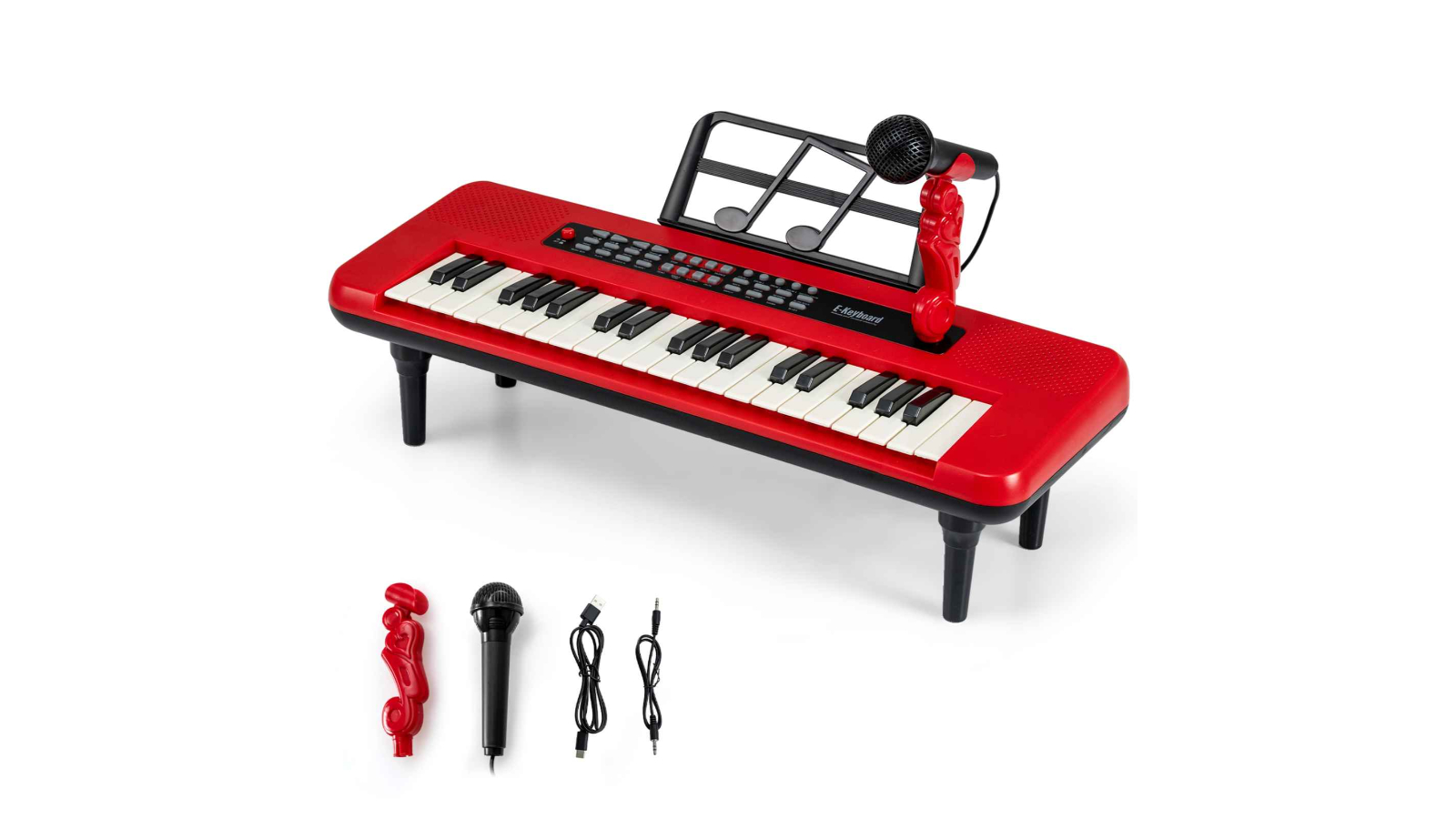 Costway 37-Key Electronic Piano Keyboard with Stand and Microphone - Red