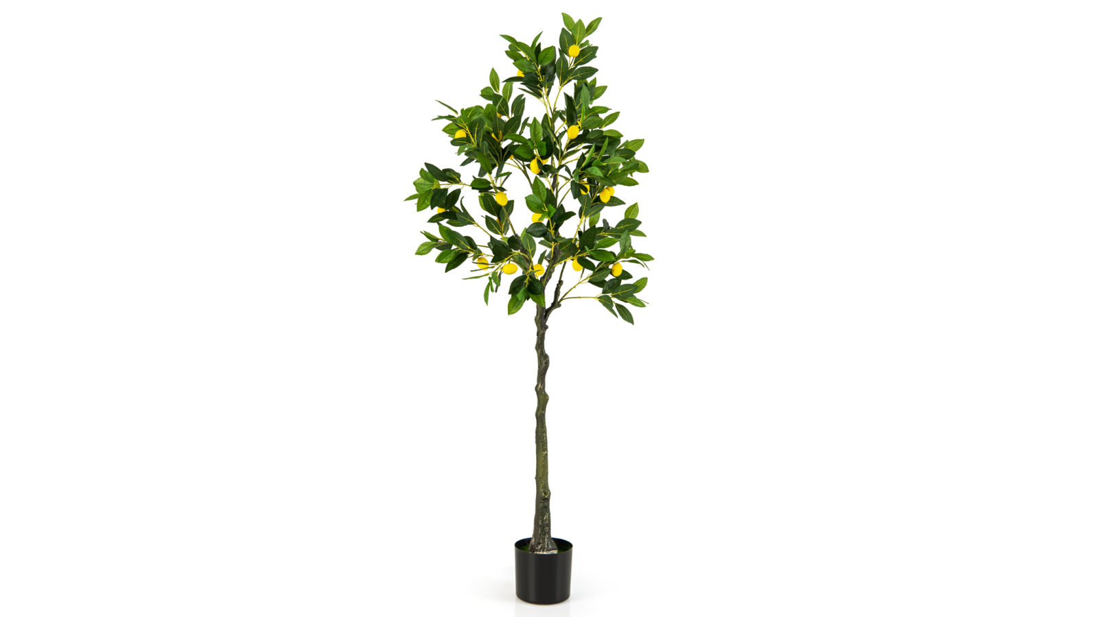 Costway Artificial Lemon Tree 160cm Tall Indoor Outdoor Pot Planter Decoration with Fruits - Green