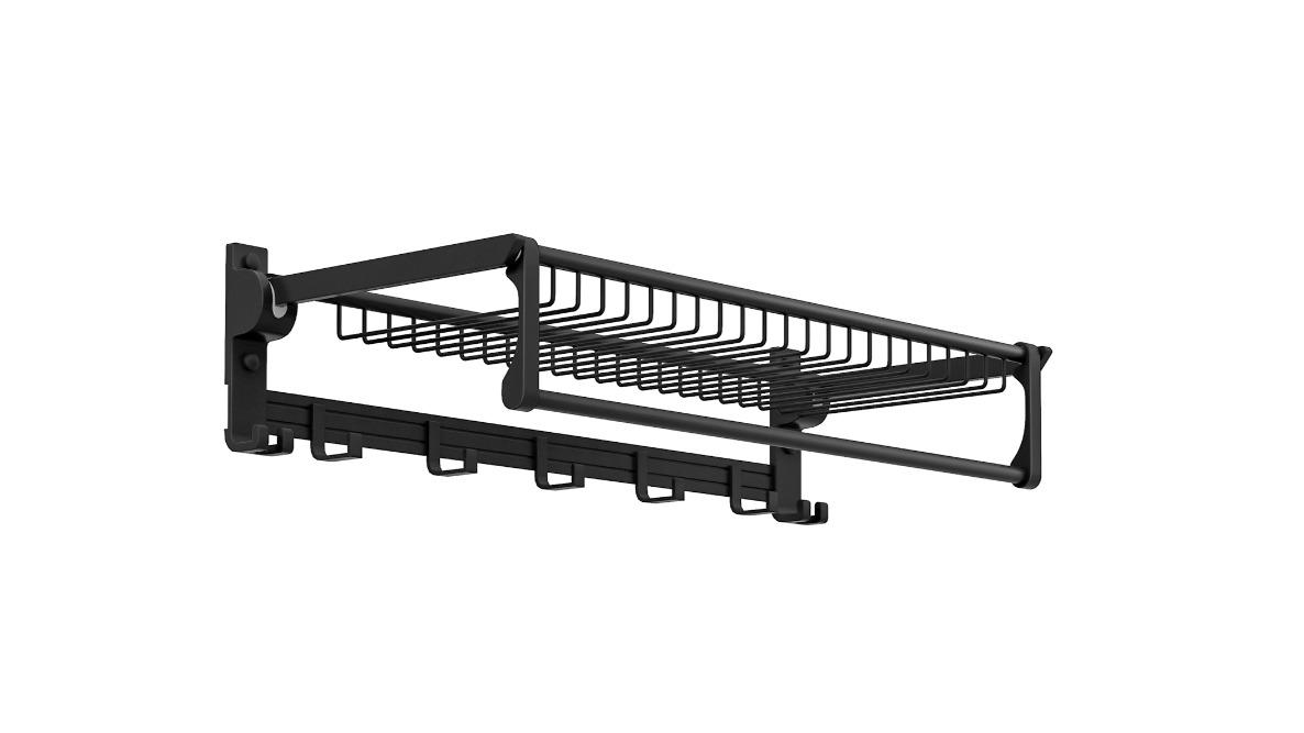 Costway Foldable Towel Rack with Towel Bar and Movable Hook
