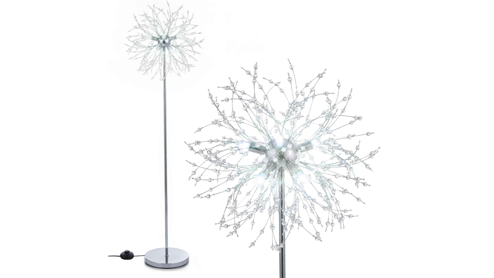 Costway Modern Crystal Floor Lamp - 1.6metre