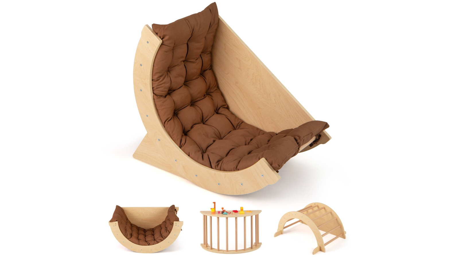 Costway 6-in-1 Climbing Arch with Removable Cushion - Brown