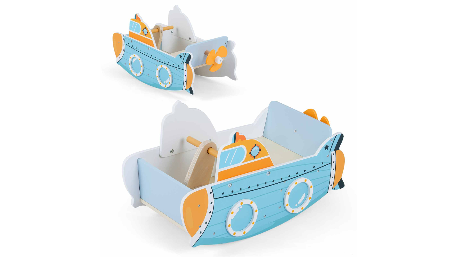 Costway Montessori Sensory Wood Climbing Submarine Toy