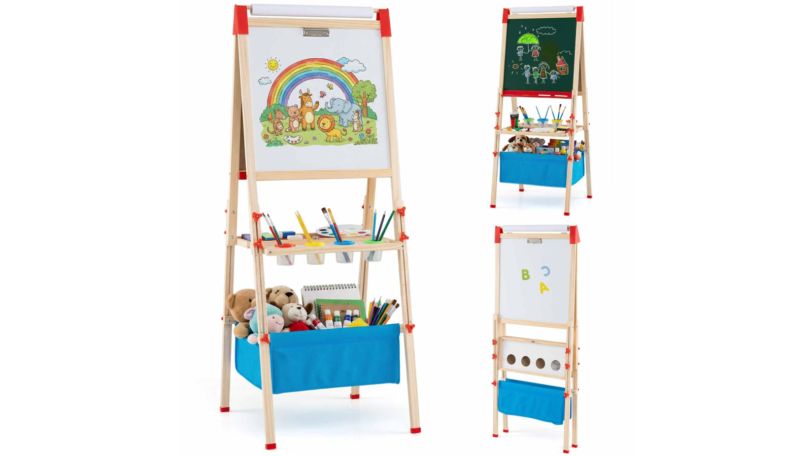 Costway Double-Sided Adjustable Chalkboard and Whiteboard Art Easel