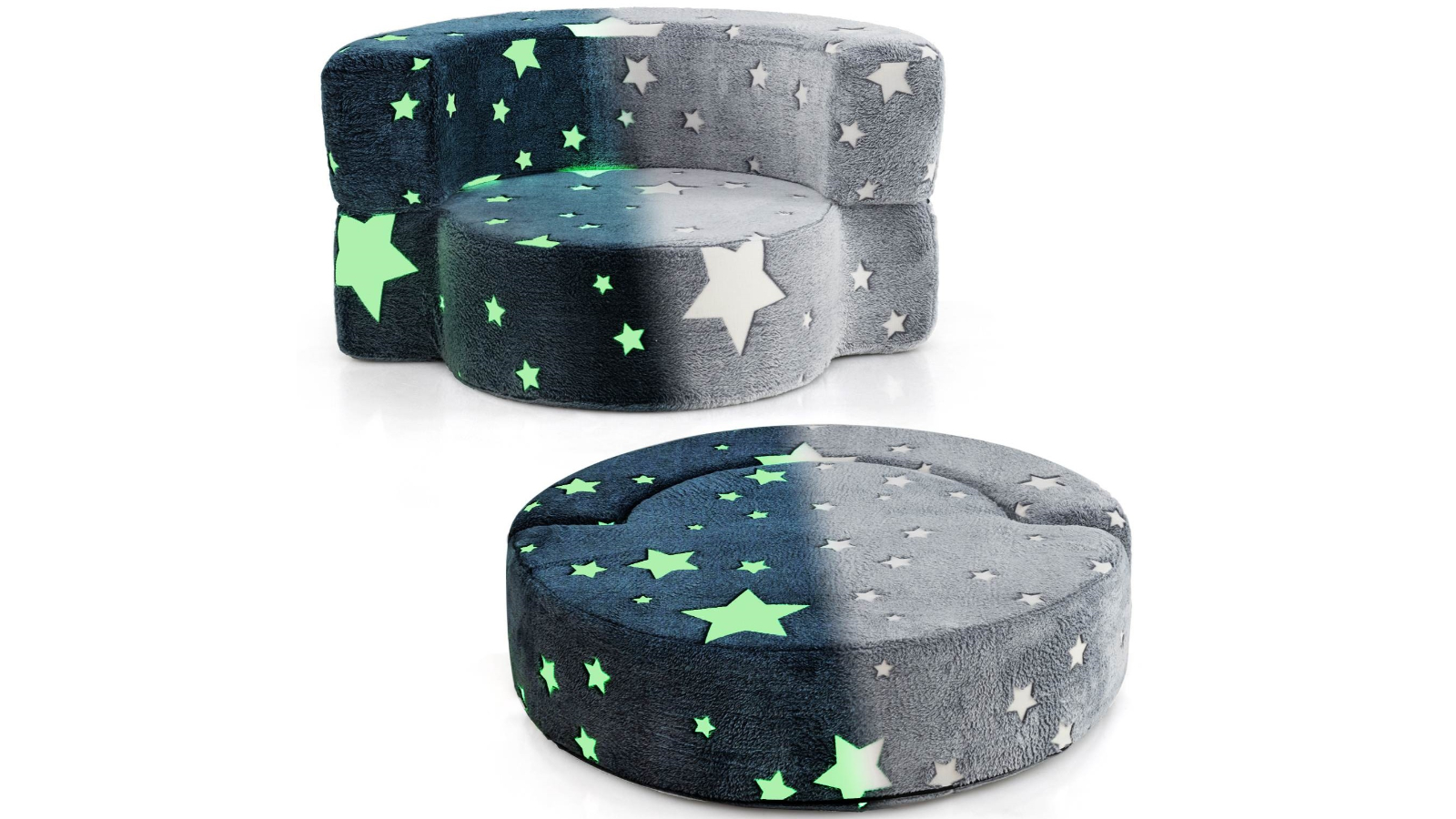 Costway 2-in-1 Glow in the Dark Sofa Chair with Comfy Cover Play Mat