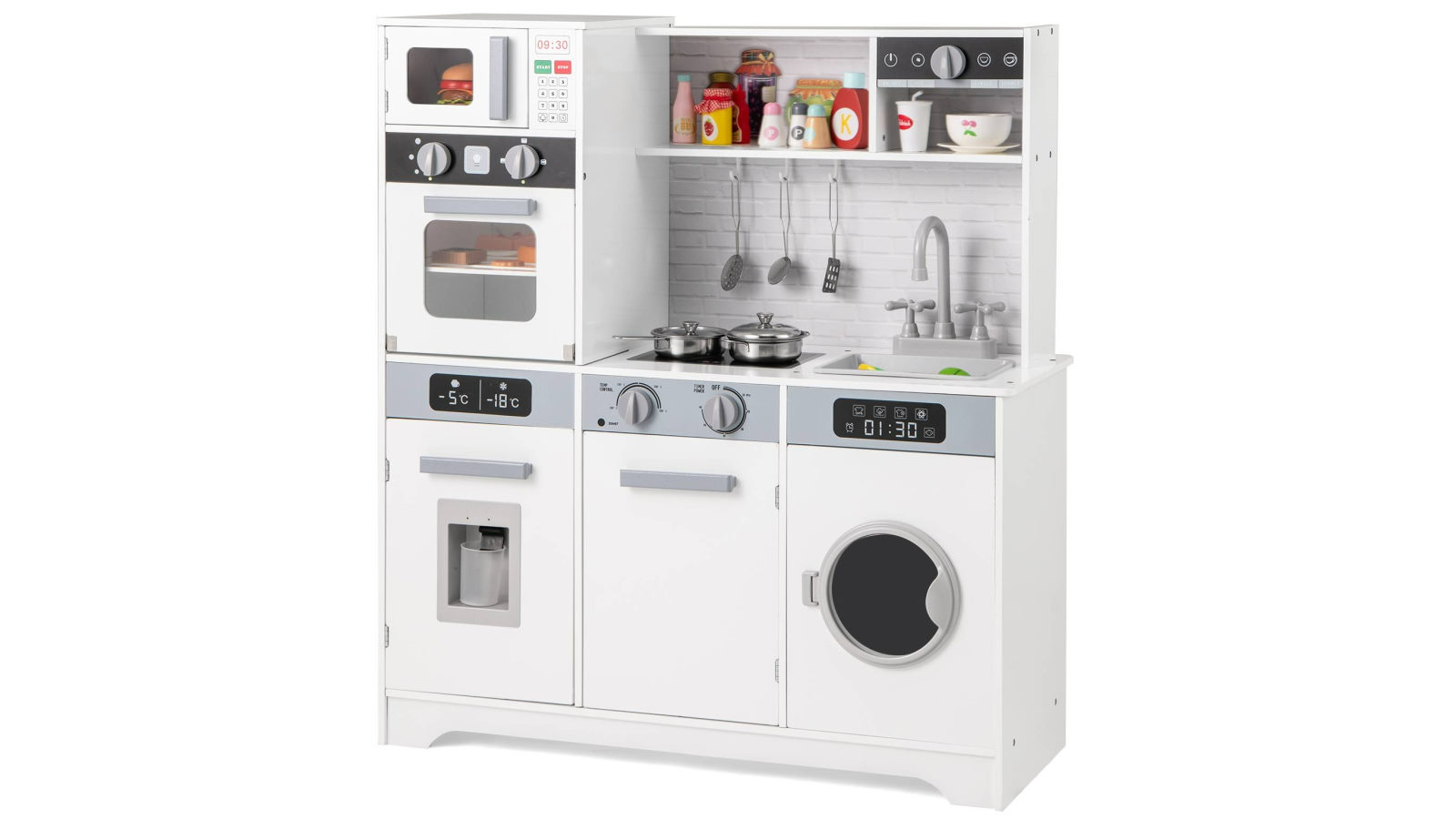 Costway Play Kitchen Chef Pretend Cooking Toy Set with Water Dispenser for Boys Girls