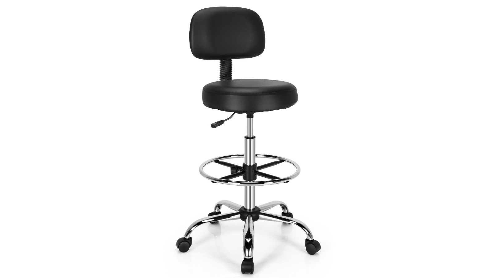 Costway Ergonomic Swivel Drafting Office Chair with Retractable Mid Back - Black
